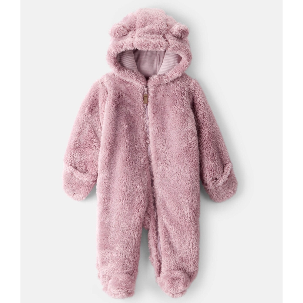 Just One You by Carter’s Pink Sherpa Bear Ear Hooded Pram Bunting Suit 3M